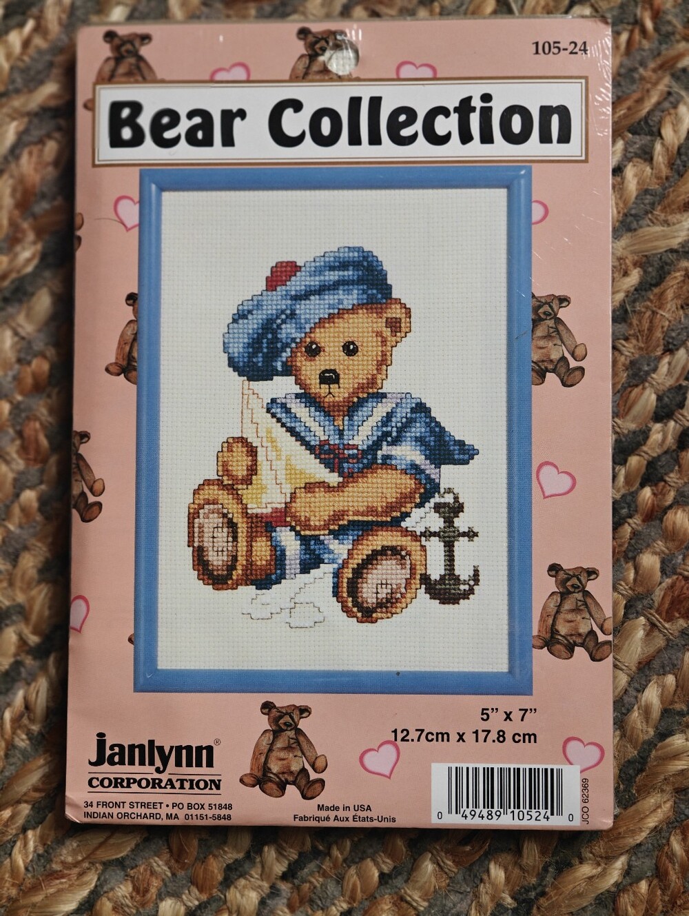 Vintage cross stitch Janlynn Bear Collection "Sailor Bear" complete kit